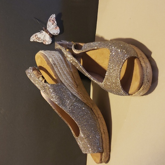 Lanesboro Glitter Espadrille Comfort Wedge Sandals -Size 8.5 NWT - Picture 1 of 12